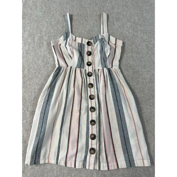Shyanne Dresses & Skirts - Shyanne Womens Sm Western Sundress Mini Linen Adjustable Straps Button Down